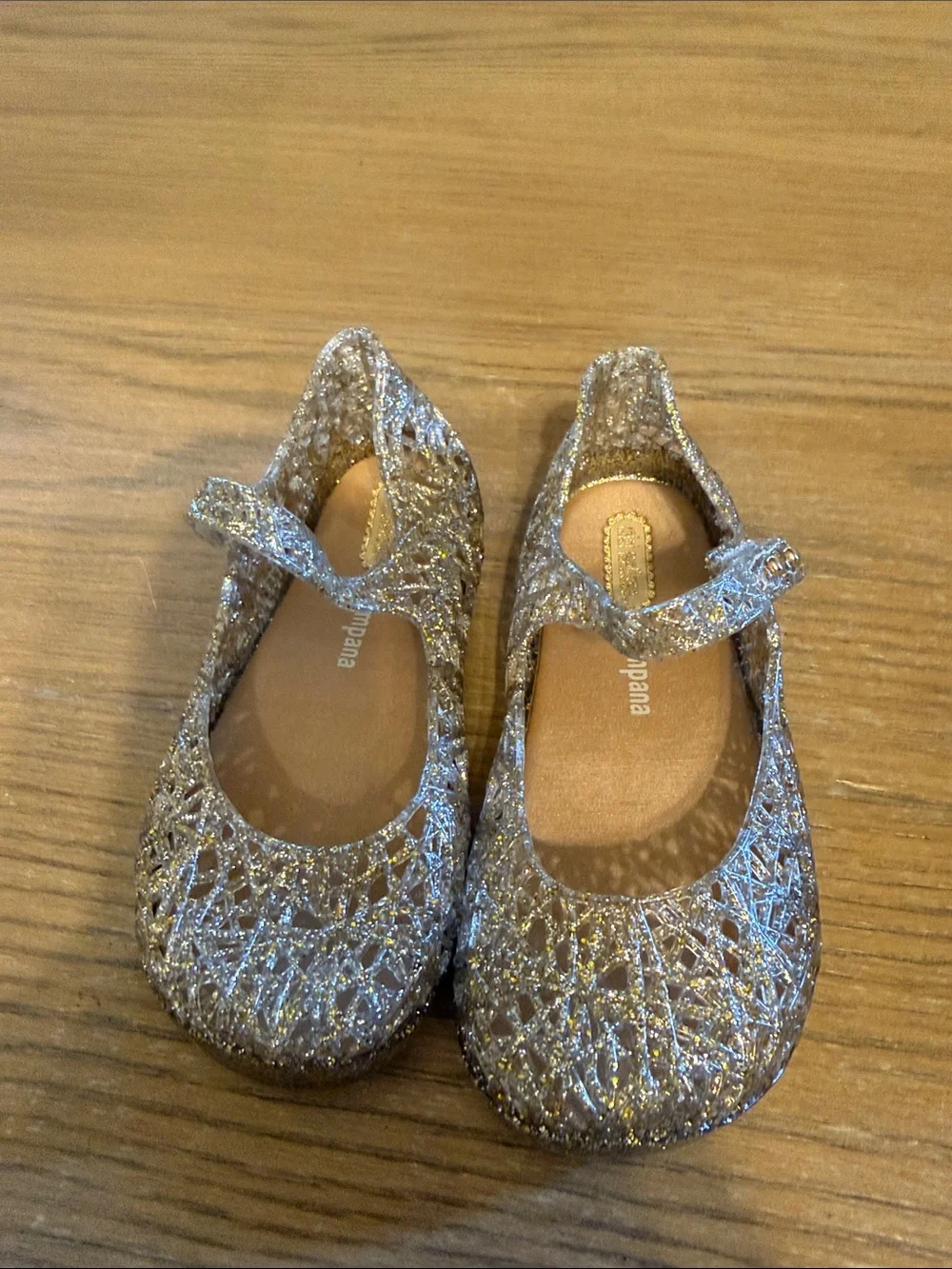 Mini Melissa Sparkle Mary Jane Shoes in Gold Glitter - never worn!